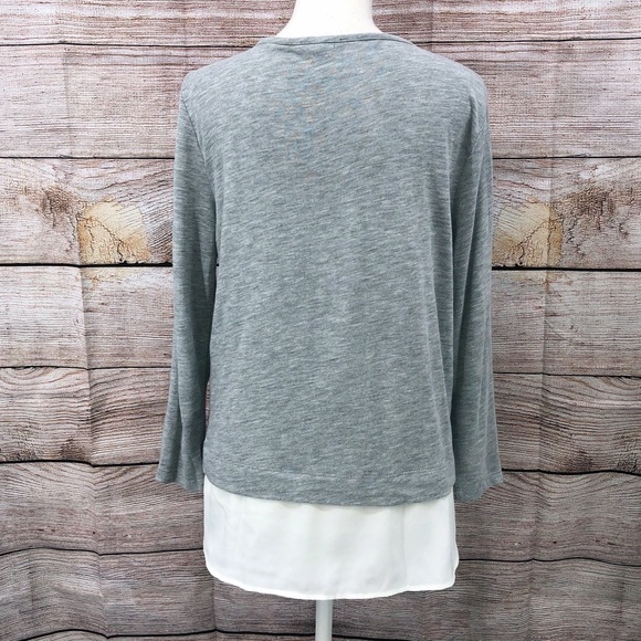 J Crew Mercantile Gray and White Twofer Sweater Size M - Picture 4 of 9